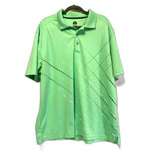 PGA Tour Pro Series Lime Green Bright Argyle Pattern Golf Shirt XXL - READ